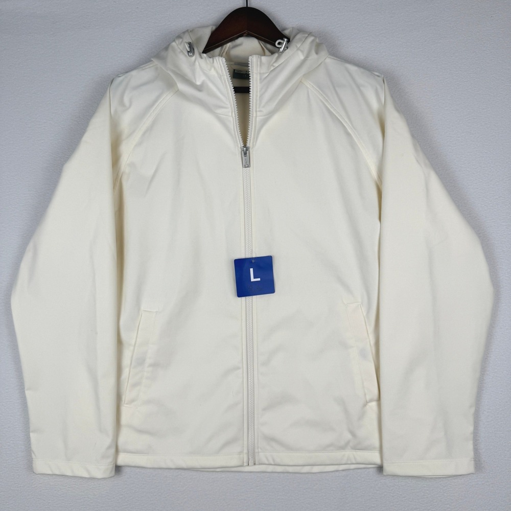 32 Degrees Heat Hooded Jacket Womens Large Off White Full Zip Softshell Coat